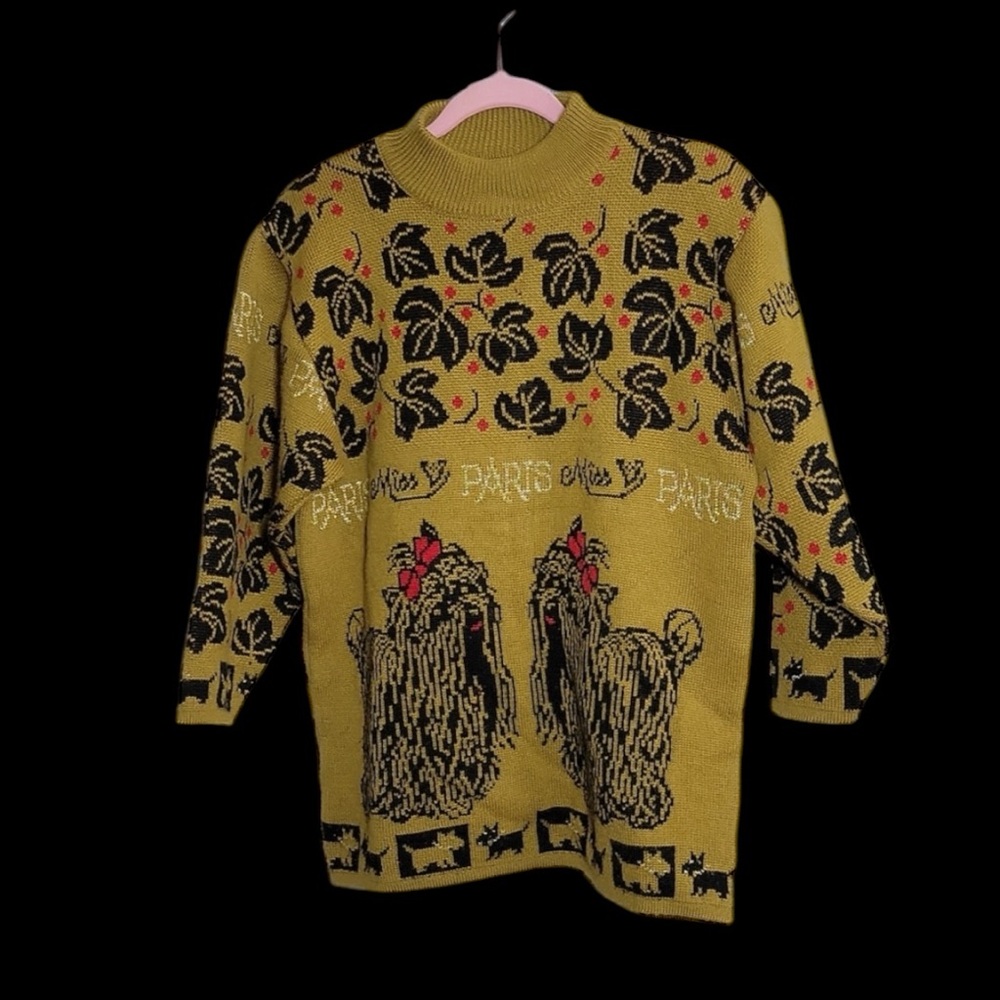 Vintage 80's / 90's Oversized Yorkie Dog Sweater size L